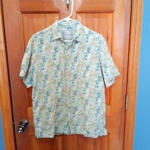Margaritaville silk linen blend short sleeve button up shirt size M